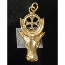 Gold pendant, Apis, Egyptian bull deity, solar cross